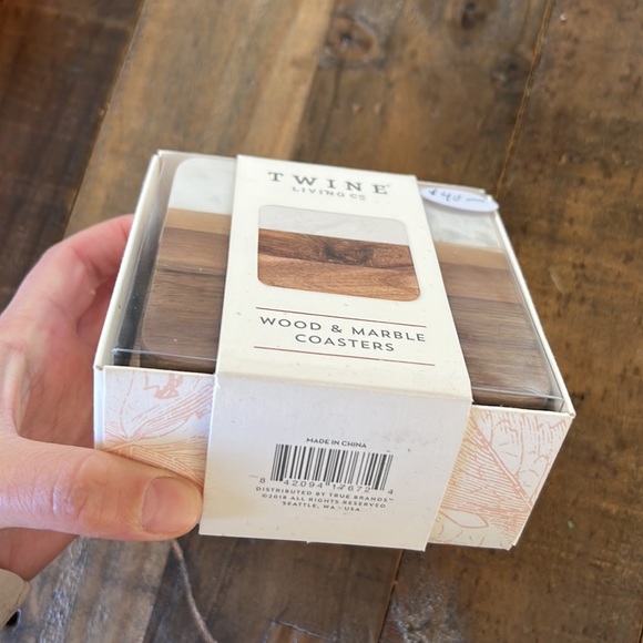 Wood and marble coasters. Set of 4 by Twine. Brand new unopened. - Picture 3 of 3
